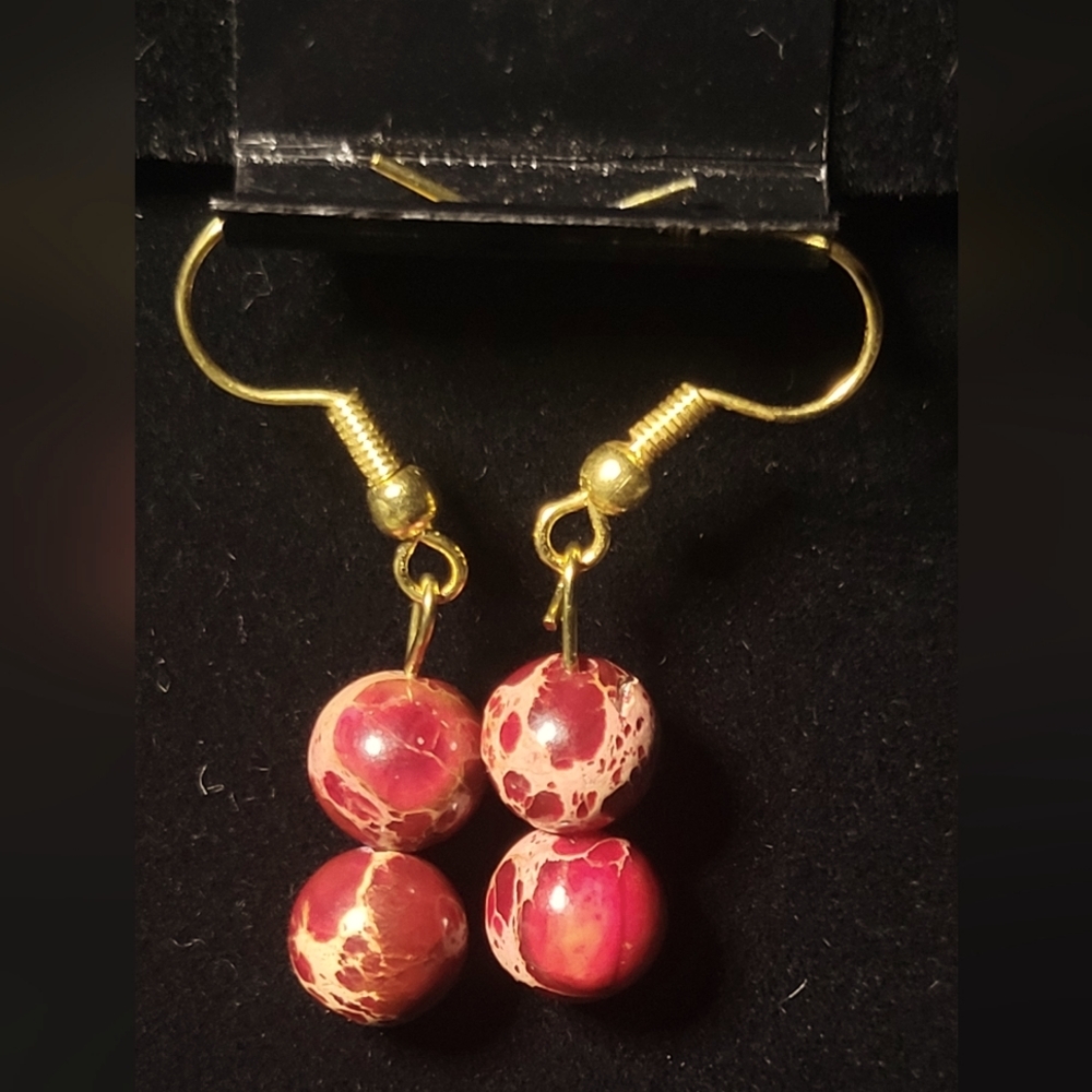 Crimson Agate Crystal Earrings